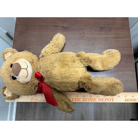 Hug Fun Brown Bear 17” Plush Stuffed Animal Red Bow Floppy Two Tone Super Soft - Picture 7 of 8